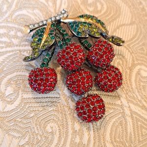 Joan Rivers Pave Cherries Pin Brooch